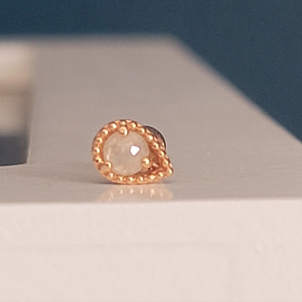Rose Gold rose cut diamond 14k 16G earring
